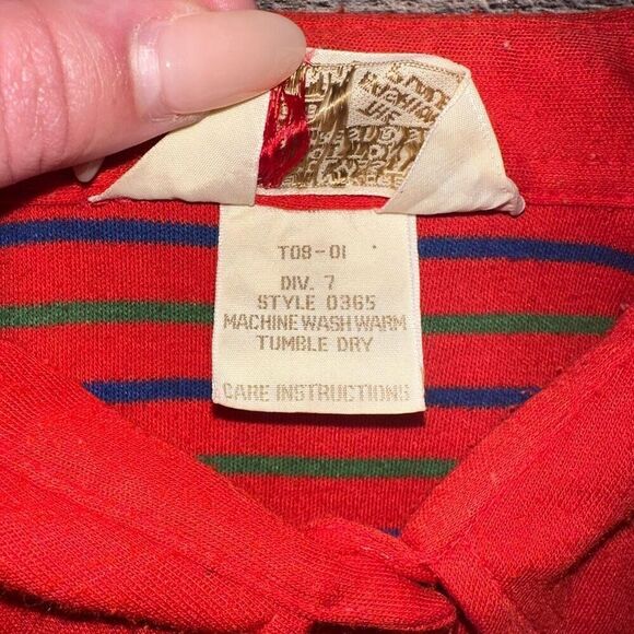 🎮Vintage 80s Mens Sears Striped Collared Button Up Short Sleeve Shirt 14 - Picture 6 of 6